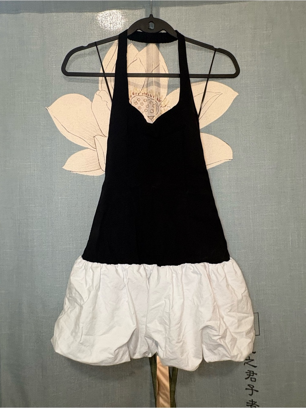 Bershka Black and White Halter Bubble Chemise